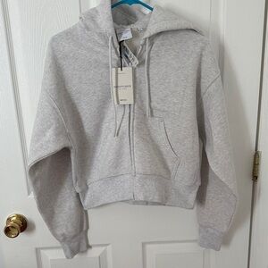 Aritzia Heather Cloud White Boyfriend Fit Cozy Hoodie NWT